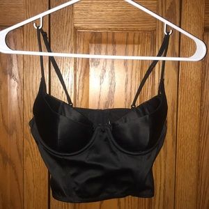 Black bustier style cropped top